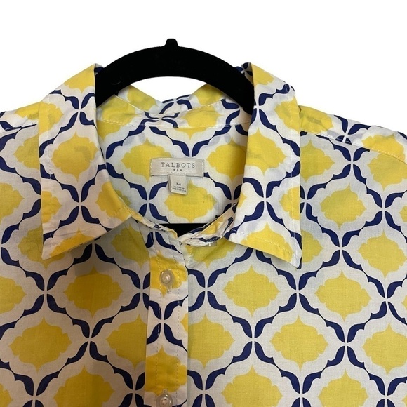 Talbots Yellow and Blue Buttondown Shirt Sz. M - Picture 4 of 10